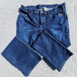 Duluth Trading Co Stretch Womens Boot Cut Blue Jeans Size 12 X 31 Spandex Waist